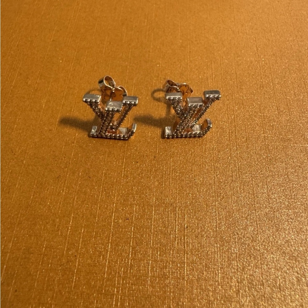 Louis Vuitton Rose Gold-Tone LV Monogram Earrings - Picture 2 of 7